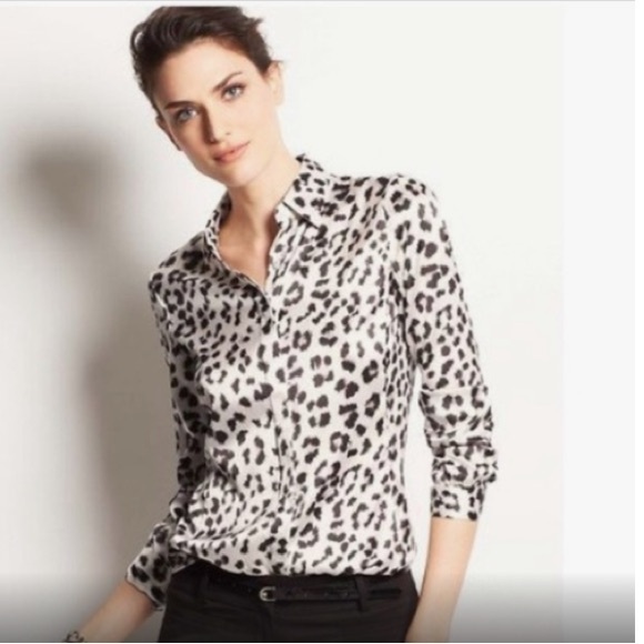 Sale! Ann Taylor Silk animal print leopard print blouse tunic - size 14 - Picture 2 of 5